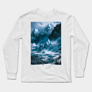 Snowy Mountains in a Fantasy Winter Setting Long Sleeve T-Shirt